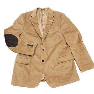 STAFFORD Mens Brown Cotton CORDUROY ELBOW PATCHES Sport Coat Blazer Jacket 42R